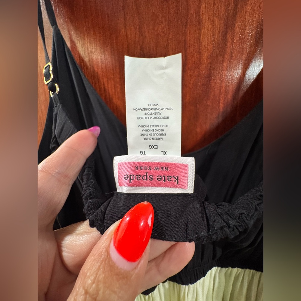 NEW Kate Spade Black Multicolor Tiered Cover Dress with Tie Waist - Picture 5 of 6